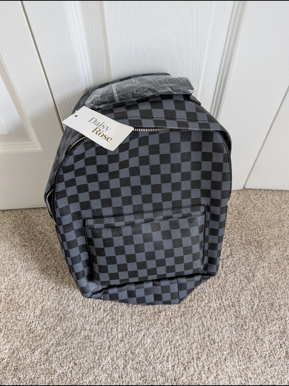 Checkerboard Black Gray Backpack